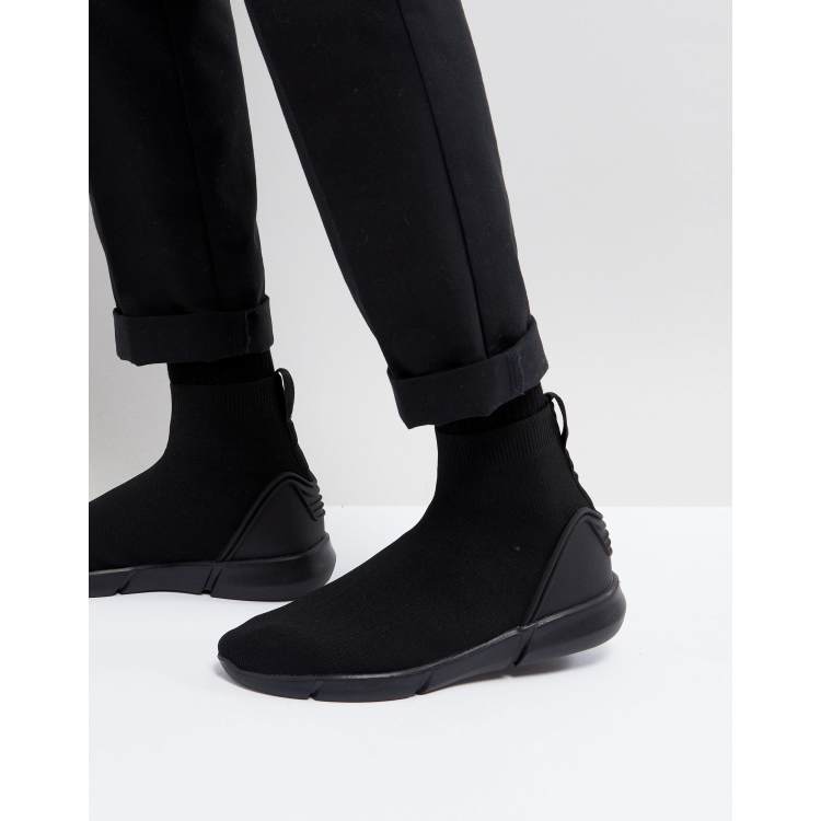 ASOS Slip On Sock Boot Sneakers In Black Knit