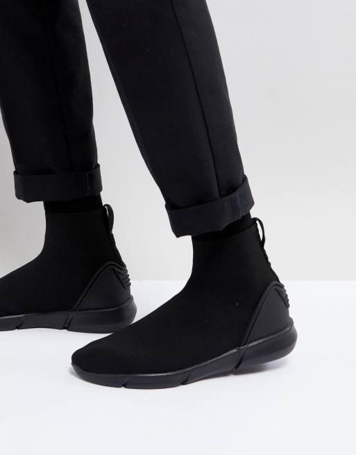 ASOS DESIGN slip on sock sneakers in black knit