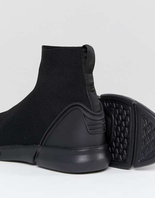 ASOS Slip On Sock Boot Sneakers In Black Knit