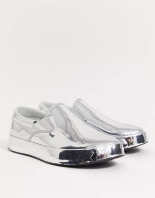 silver slip on trainers