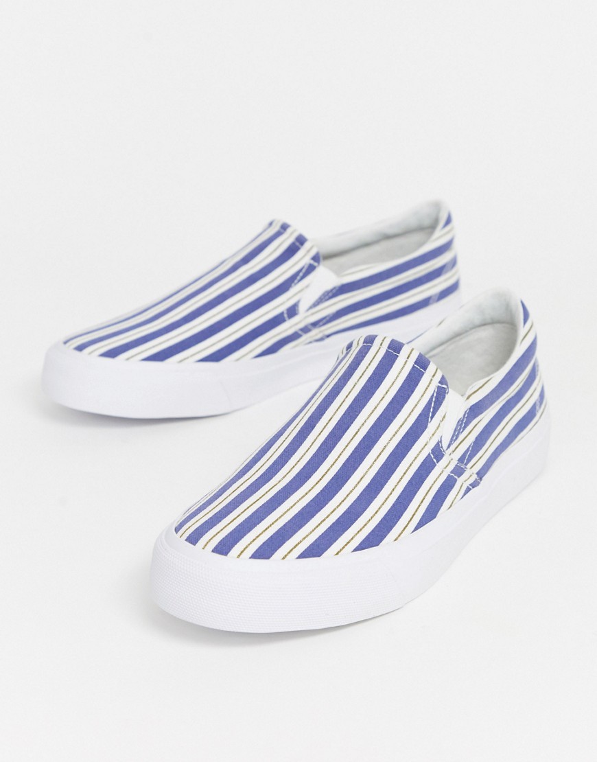 ASOS DESIGN slip on trainers with stripe print-White