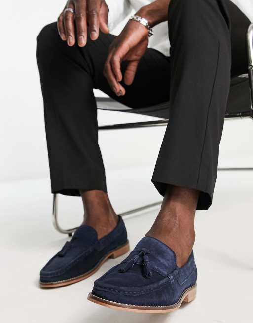 Asos navy loafers online