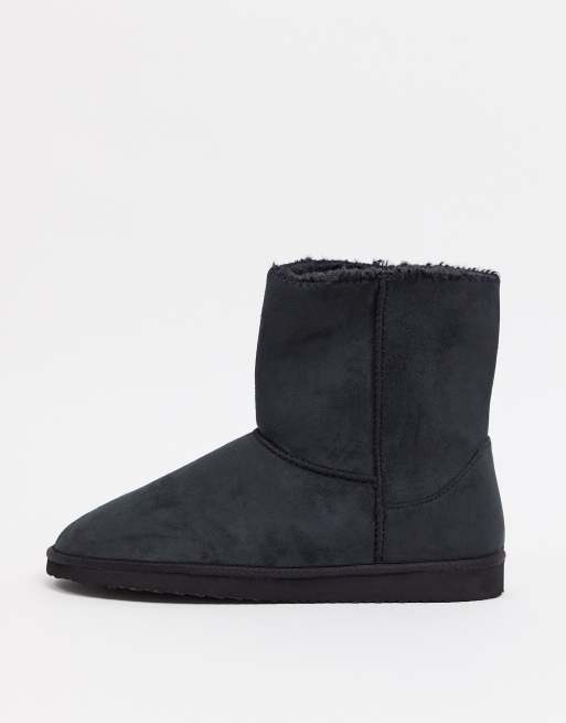 ASOS DESIGN slipper boots in black