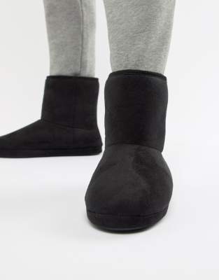 black fluffy slipper boots