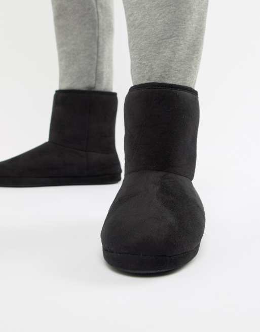 ASOS DESIGN slipper boots in black