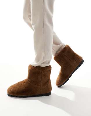 Asos Design Slipper Boots In Brown Faux Fur - Asos Boot New In 27th October 2024