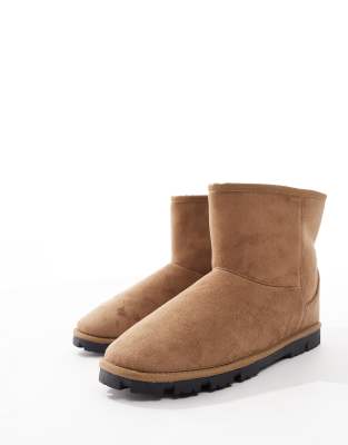 Asos Design Slipper Boots In Brown