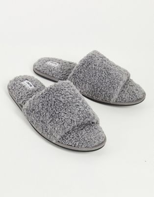 ASOS DESIGN slipper in grey borg