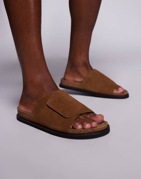 ASOS DESIGN - Slipper sandalen van suède in lichtbruin met kurkzool - view 1