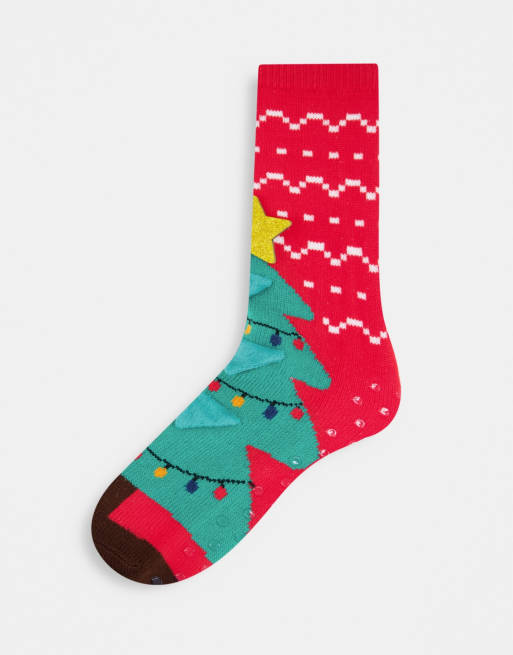 ASOS DESIGN Slipper sock with 3d christmas tree design