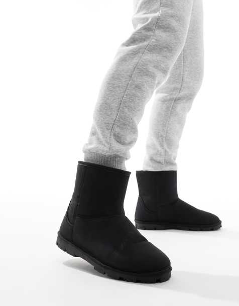 ASOS DESIGN slippers boot in black faux suede - view 1