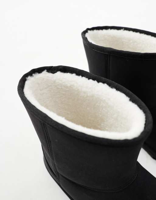 ASOS DESIGN slippers boot in black faux suede