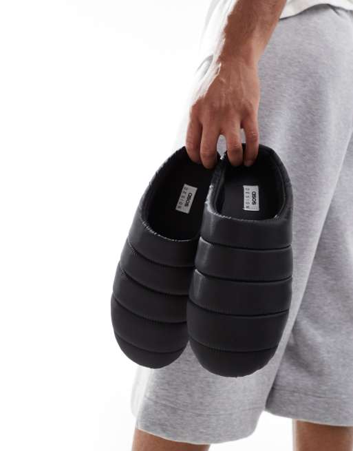 ASOS DESIGN slippers in black nylon