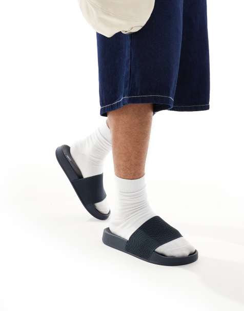 ASOS DESIGN - Slippers met banden in marineblauw - view 1