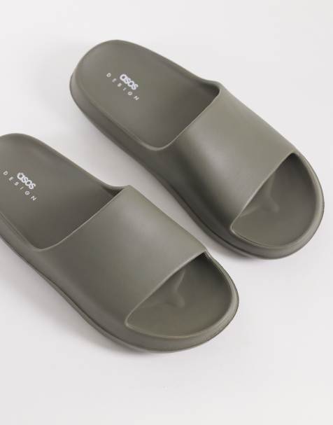 ASOS DESIGN - Slippers met dikke zool in groen - view 1
