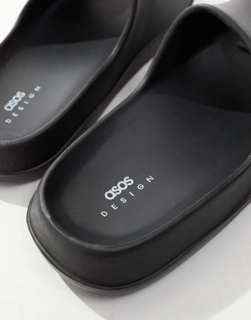 ASOS DESIGN - Slippers met dikke zool in zwart, 3 van 4