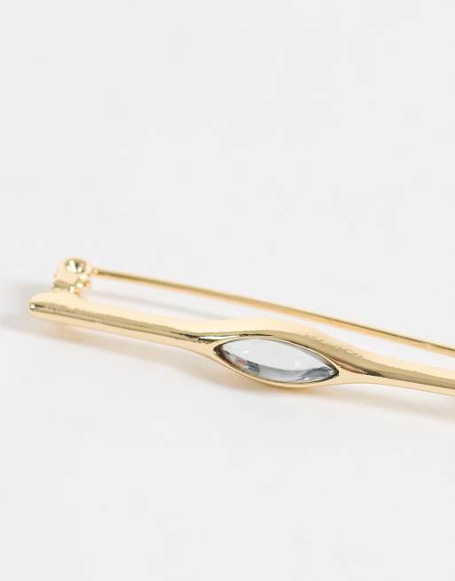 ASOS DESIGN slipsenål i guld med klare sten, 2 af 3