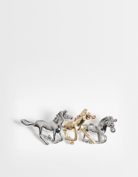 ASOS DESIGN - Slipsenål med hestedesign i blandede guld- og sølvfarvede nuancer - view 1