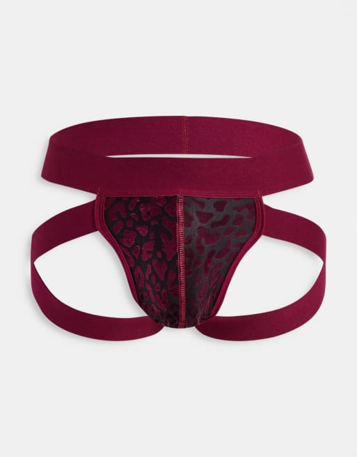 ASOS DESIGN – Slipy typu jock strap w welurowy wzór w panterkę