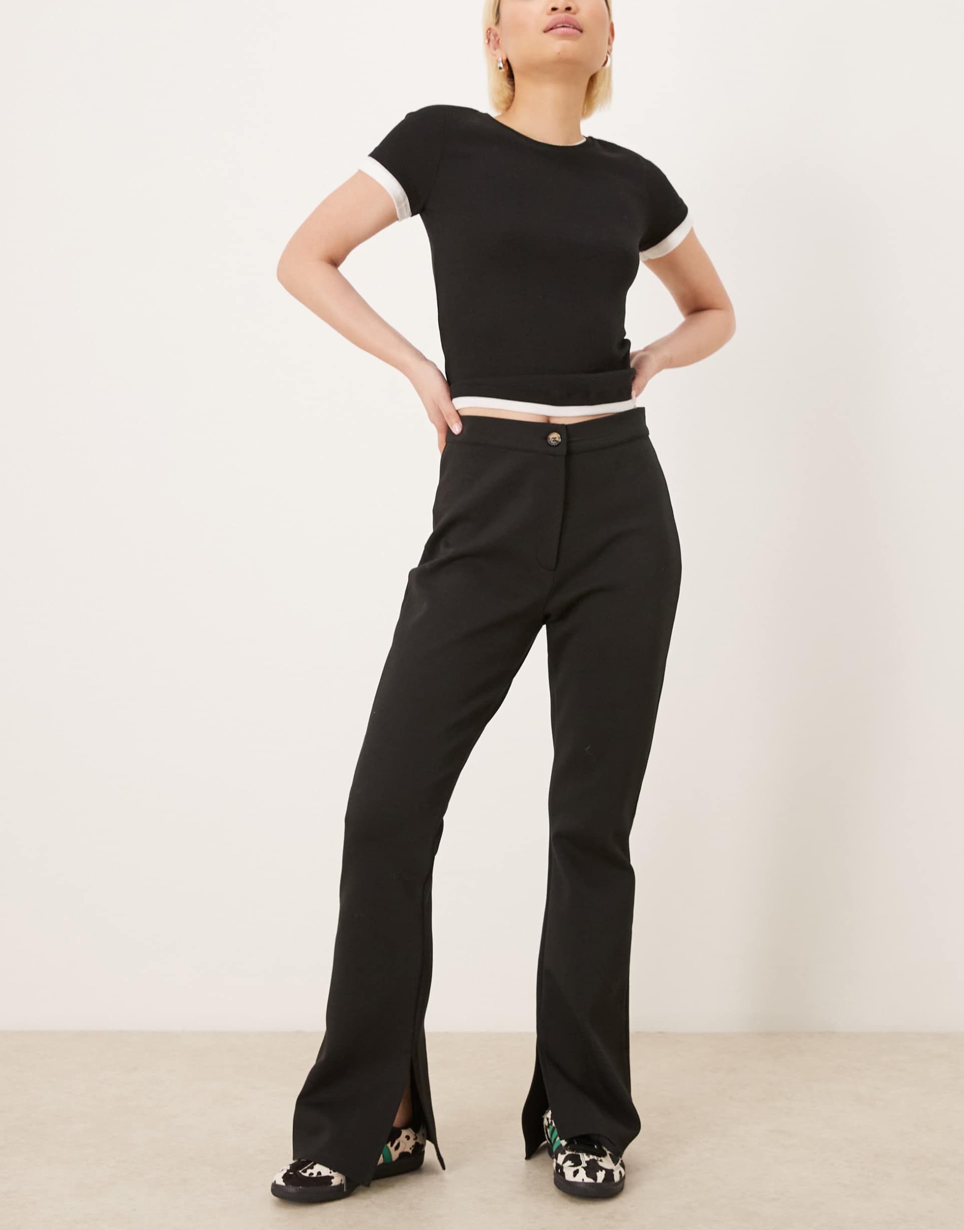 asos design slit hem heavyweight leggings in black