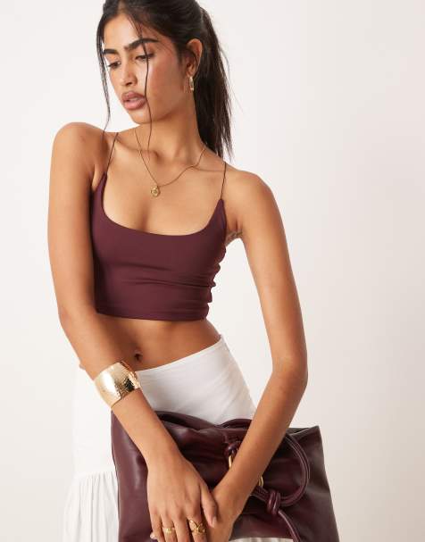 ASOS DESIGN polyamide strappy bralet in plum