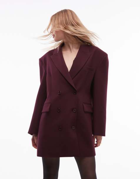 ASOS DESIGN tailored double breasted blazer dress in plum