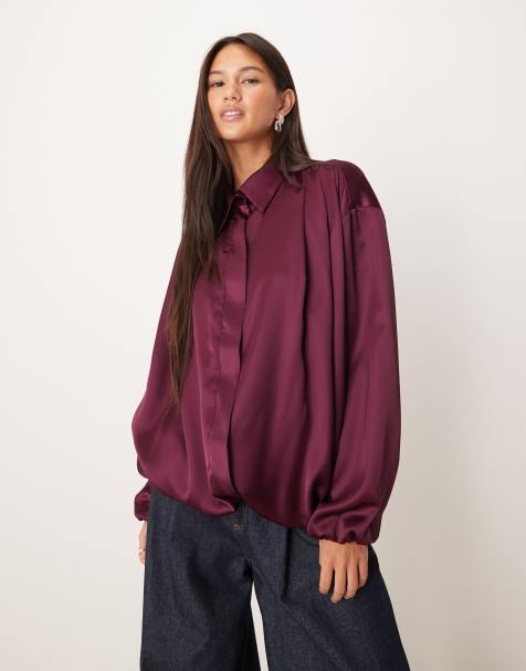 ASOS DESIGN – Śliwkowa kurtka bomberka z bufiastym dołem - view 1