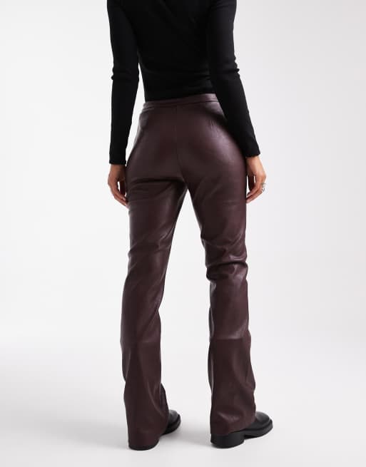 ASOS DESIGN – Śliwkowe dzwony z imitacji skóry, 5 z 5