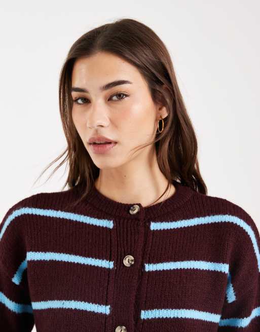 ASOS DESIGN – Śliwkowo-niebieski kardigan ze szczotkowanej dzianiny, 3 z 4