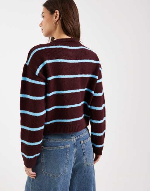 ASOS DESIGN – Śliwkowo-niebieski kardigan ze szczotkowanej dzianiny, 4 z 4