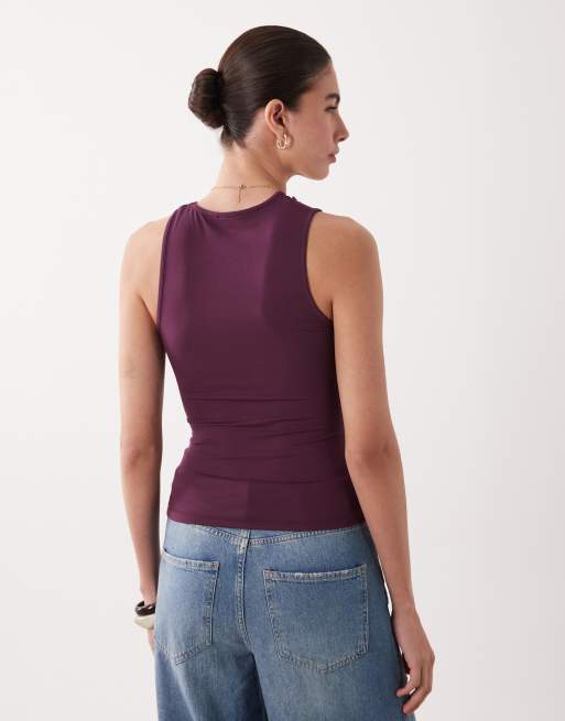 ASOS DESIGN – Śliwkowy top z modalu z dekoltem typu halter i łezką, 4 z 4