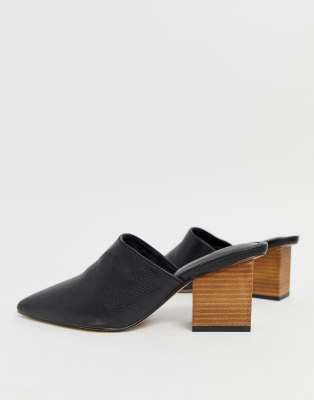 ASOS DESIGN Sloane premium leather heeled mules in black | ASOS