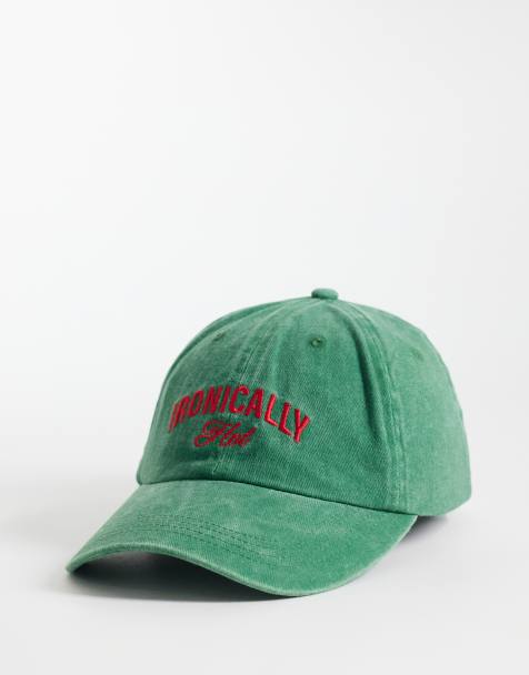ASOS DESIGN slogan cap in washed green - view 1