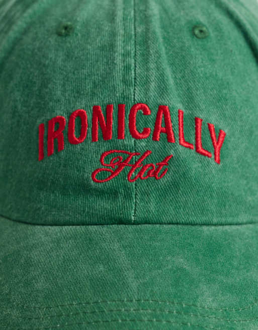ASOS DESIGN slogan cap in washed green, 2 of 3