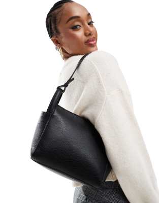 Asos Design Slouch Top Handle Purse & Shoulder Bag-black