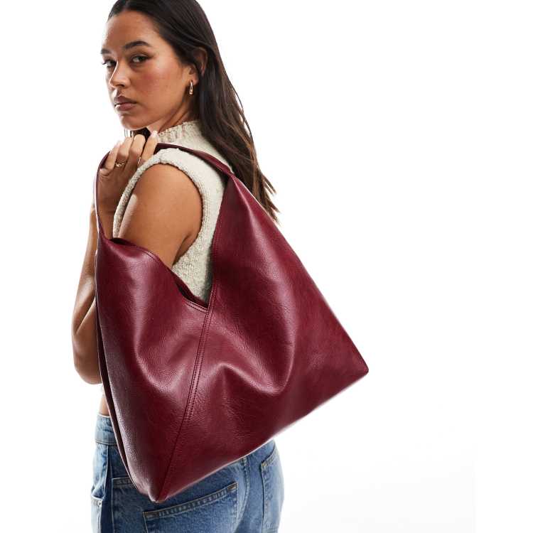 ASOS DESIGN slouch tote bag with crossover panel detail in burgundy ASOS