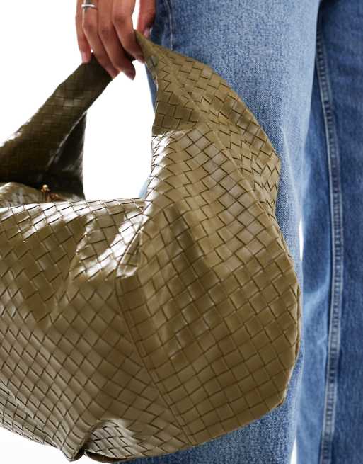 Khaki oversized ring front slouch bag outlet