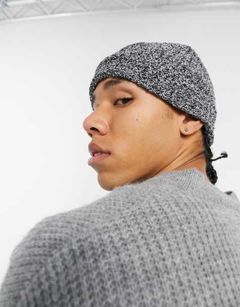 ASOS DESIGN slouchy beanie in black & white twist - view 1