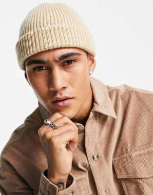 ASOS DESIGN slouchy beanie in off white