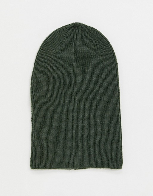 ASOS DESIGN slouchy beanie in olive