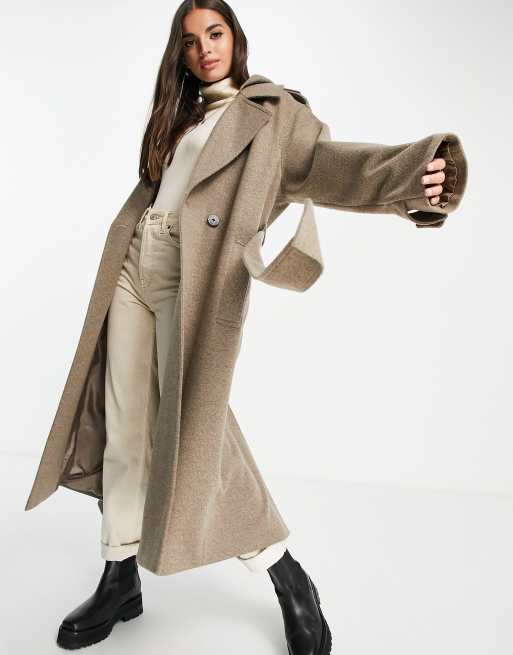 Long Slouchy Double-Breasted Coat for Women