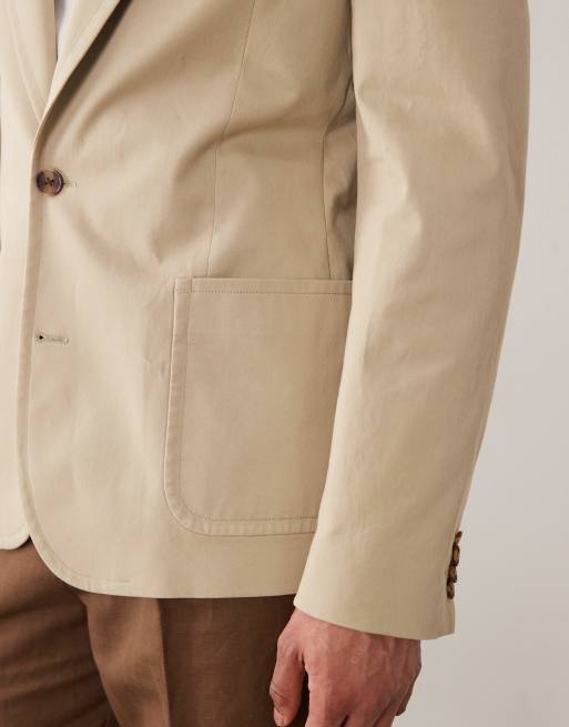 ASOS DESIGN slouchy blazer in stone cotton twill, 4 of 5