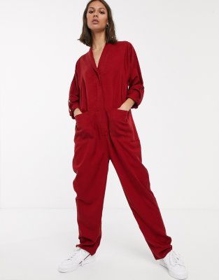 burgundy boiler suit