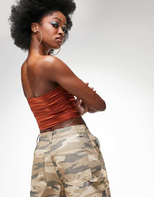 ASOS DESIGN slouchy cargo pants in brown camo, 3 of 4
