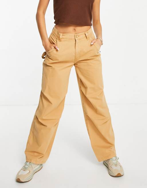 ASOS DESIGN washed moto cargo pants with 3D pockets in brown