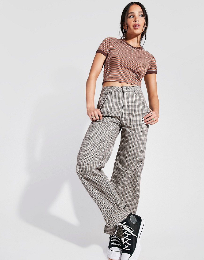 ASOS DESIGN slouchy chino pants in brown plaid