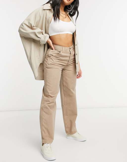 ASOS DESIGN slouchy chino pants in stone