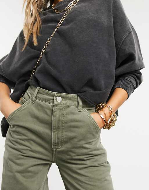 ASOS DESIGN slouchy chino trouser in khaki, 3 of 4