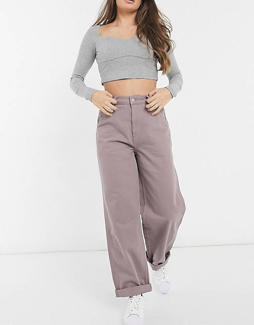  slouchy chino trouser in washed lilac 