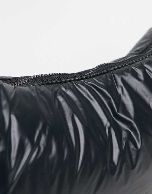 ASOS DESIGN slouchy cross body bag in black padded nylon, 4 of 4